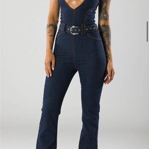 Dark Blue Women's Denim Jumpsuit